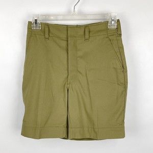 VTG Boy Scouts BSA Olive Green Uniform Flat Front Shorts Boys 24" Waist